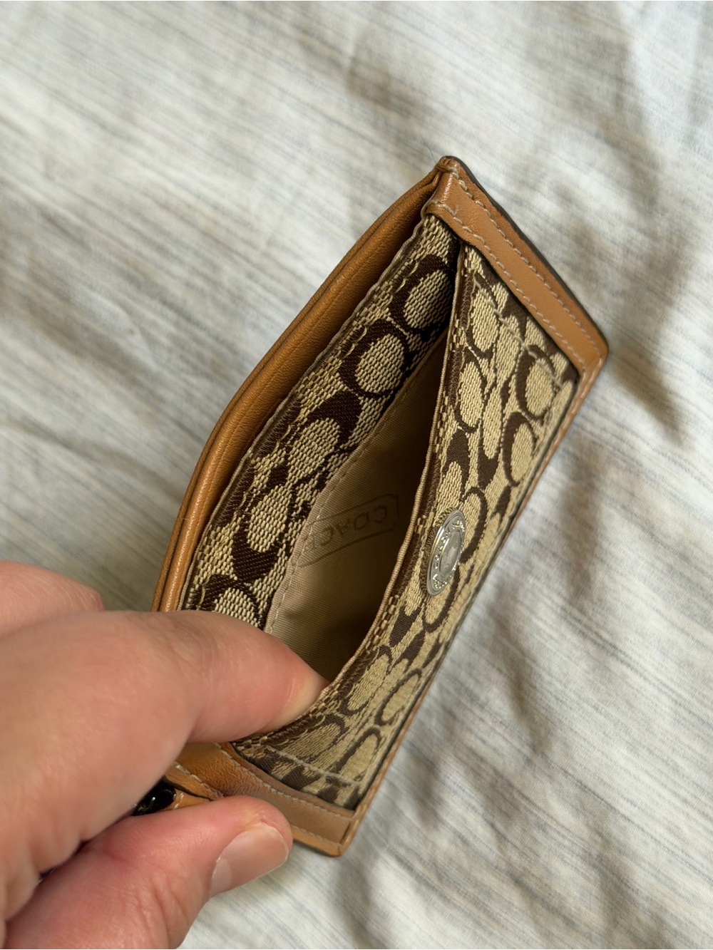 Vintage Coach Brown Signature Canvas Card ID Picture Case Holder - Picture 5 of 6